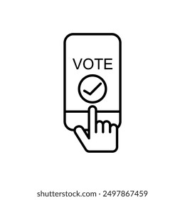 
Online voting line icon. Sign of internet voting via mobile phone. Web election symbol.Simple banner illustration online voting icon pattern isolated white background.