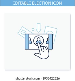 Online Voting Line Icon. Voting System, Website Or Mobile App. Remote Vote. Choice, Election Concept. Democracy. Parliamentary Or Presidential Elections. Isolated Vector Illustration. Editable Stroke