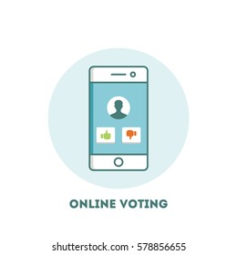 online voting using smartphone isolated in white background
