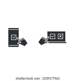 online voting vector icon laptop and smartphone online voting