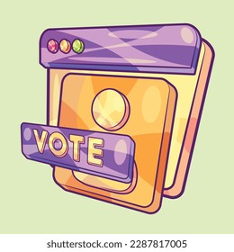 Online Voting Vector Illustration. Browser Window with People Avatar and Voting Button for Online Election