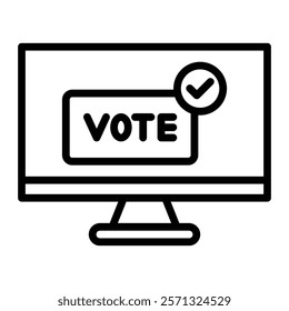 Online Voting Vector Line Icon Design