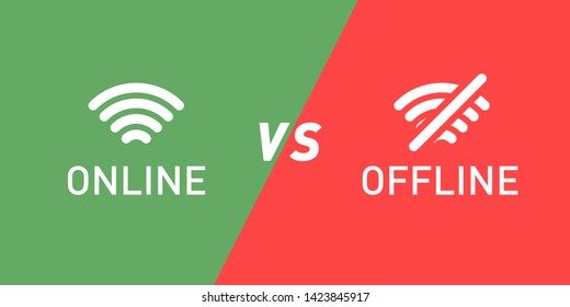 Online Vs Offline Green And Red Sign Icon