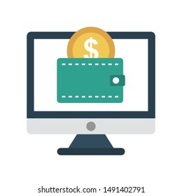 online wallet glyph flat vector icon