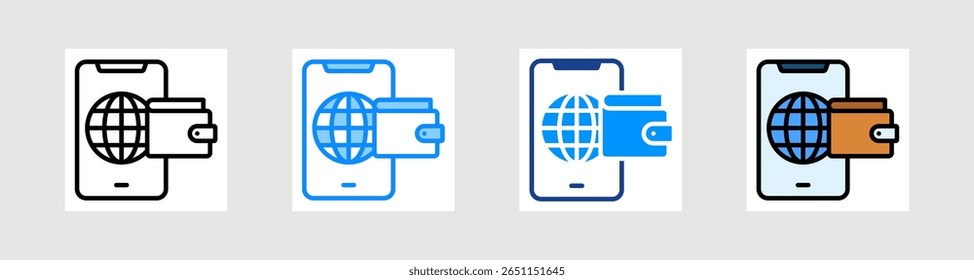 Online Wallet Icon Collection Set Multiple Style