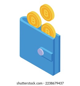 Icono de cartera en línea vector isométrico. Haciendo dinero. Moneda de efectivo