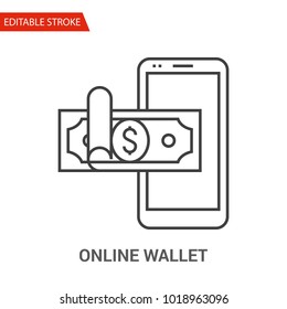 Online Wallet Icon. Thin Line Vector Illustration. Adjust stroke weight - Expand to any Size - Easy Change Colour - Editable Stroke - Pixel Perfect
