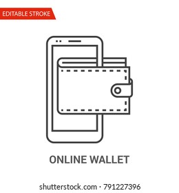 Online Wallet Icon. Thin Line Vector Illustration Adjust stroke weight - Expand to any Size - Easy Change Colour - Editable Stroke - Pixel Perfect