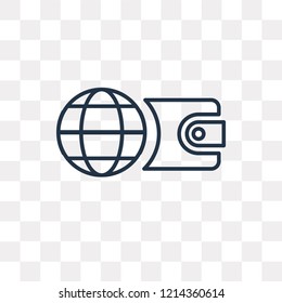 Online wallet vector outline icon isolated on transparent background, high quality linear Online wallet transparency concept can be used web and mobile