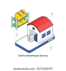Online Warehouse Service isometric Colored illustration. EPS File stock illustration