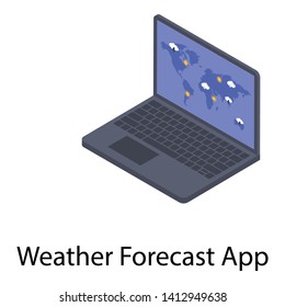 
Online weather forecast isometric icon vector 
