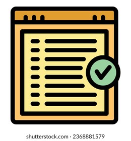 Online web form icon outline vector. Loan credit. Approved paper color flat