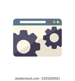Online web gear icon flat vector. Internet strategy. Email service isolated