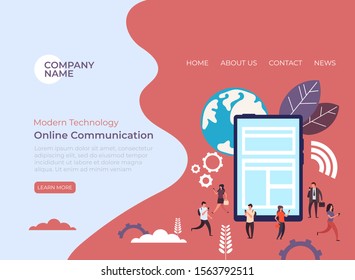 Online web internet communication concept. Vector flat graphic design illustration