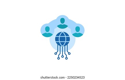 En línea, web, internet, icono de la tecnología de la comunicación digital, ilustración vectorial