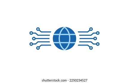 En línea, web, internet, icono de la tecnología de la comunicación digital, ilustración vectorial