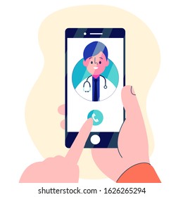 Online web internet doctor calling health care concept vector illustration