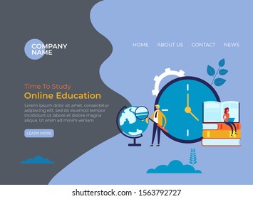 Online web internet education banner poster concept. Vector flat graphic design illustration