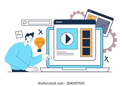 Online-Internet-Unterricht Tutorial-Kurse Lernkonzept. Vektorgrafik-Design-Illustration