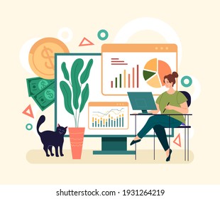 Online web internet finance analytics concept. Vector simple modern style graphic design illusration