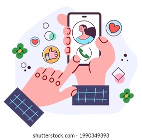 Online web internet phone call communication concept. Vector flat graphic design illustration