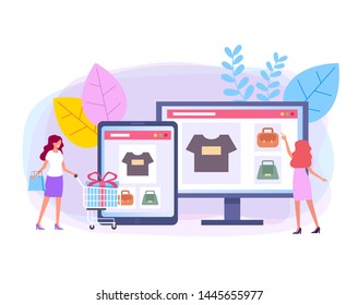 Online web internet shopping concept. Vector flat cartoon design graphic illustration