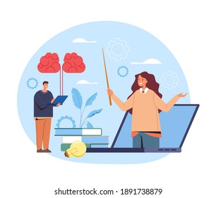 Online web internet tutorial education learning concept. Vector flat graphic design illustration
