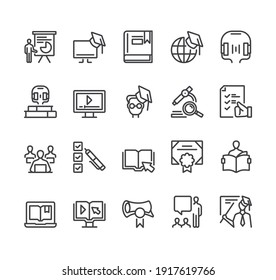 Online web intrnet education line isolated thin icon set 