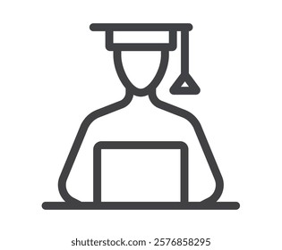 Online web learning distance education line isolated simple icon set. Vector flat graphic design illustration