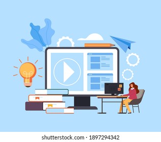 Online web learning internet tutorial website concept. Vector flat graphic design simple illustration