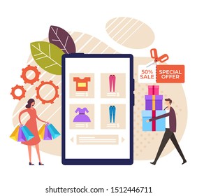 Online web shopping e commerce concept. Vector graphic design flat cartoon illustration