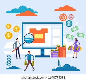 Online web shopping internet store transaction concept. Vector flat cartoon graphic design illustration