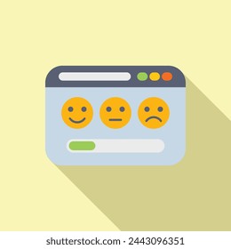 Online web survey icon flat vector. Smiley fail emoji. Degree angry poor