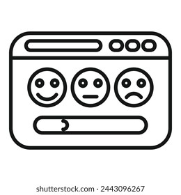 Online web survey icon outline vector. Smiley fail emoji. Degree angry poor