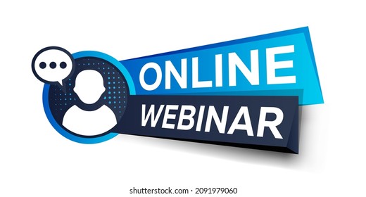 Plantilla de banner de seminarios web en línea. Curso en línea, aprendizaje a distancia, videoconferencia, trabajo desde casa, comunicación fácil, conferencia en grupo por Internet, ilustración vectorial
