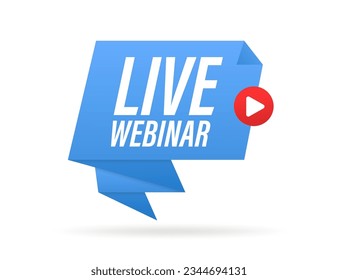 Online webinar button. Internet conference video icon. Live broadcast, internet education. Internet broadcast. Live video broadcast. Online conference, remote communication. Vector illustration