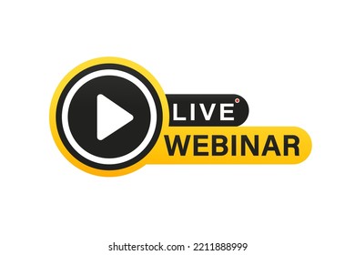 Online webinar button. Internet video conference icon. Live streaming, online education. Live video streaming. Online conference, remote communication. Team meeting, remote work. Vector illustration