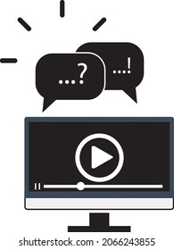 Online webinar communication, internet web conference, distance education, online course, video lecture, work from home icon with people icon – stock vector