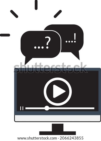 Online webinar communication, internet web conference, distance education, online course, video lecture, work from home icon with people icon – stock vector