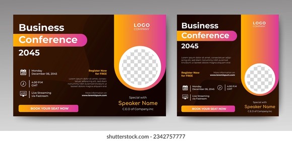 
Online webinar conference banner template. web and social media layout. vector