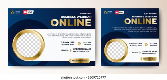 Online webinar conference banner template. web and social media layout. vector	
