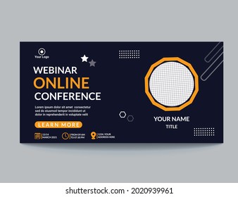 online Webinar conference web banner or online Business invitation or live conference banner design. social media horizontal banner design