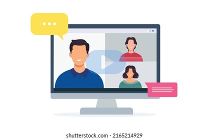 Online webinar, online course, distance education concept. Live streaming Distance and Online education concept. Vector illustration.