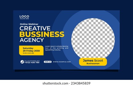Online webinar creative bussiness agency vector banner template design