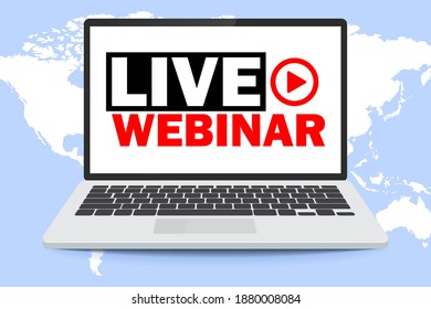 Online webinar. Distance learning. Video tutorials and courses. Internet seminar. Internet conference. web consultation, web conference, video Internet course. Vector illustration.