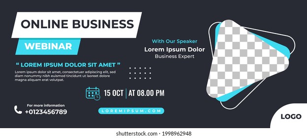 Online webinar horizontal template banner design. Modern banner design with place for the photo. Usable for banner, cover, and header.