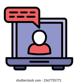 Online webinar icon. Outline online webinar vector icon for web design isolated on white background