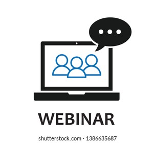 Online webinar icon,Online consulting line icon,  Isolated symbol on online education topic with business e-learning webinar icon concept with also online course
