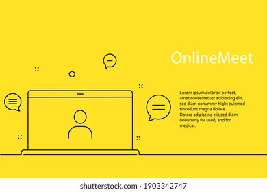 Online webinar, meeting. Banner in yellow background for announcements of webinars, web meetings, online education.