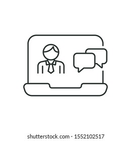 online webinar - minimal line web icon. simple vector illustration. concept for infographic, website or app.